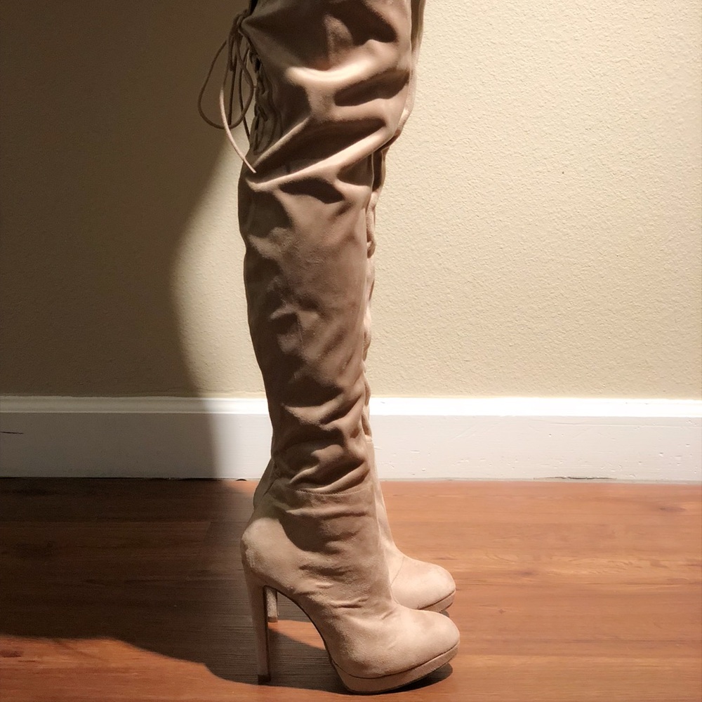 NUDE OVER THE KNEE BOOTS